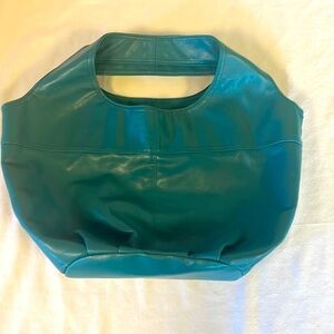 Faux Leather Bag Teal in color